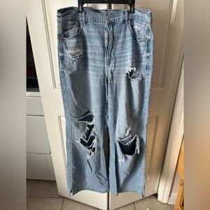 American Eagle Outfitters Light Blue Distressed Flare Jeans